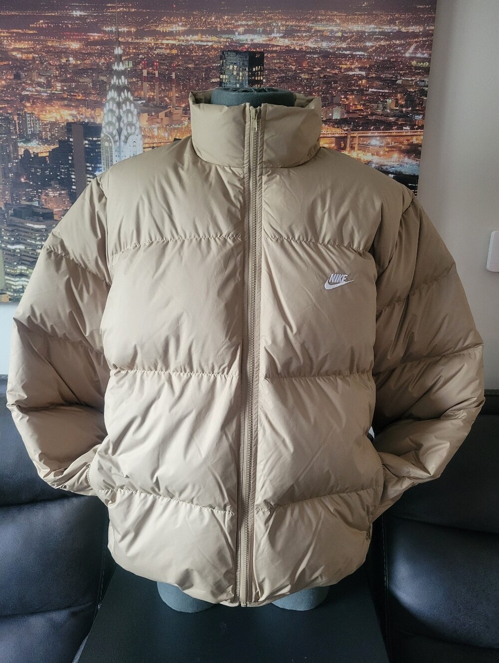 Nike Men's Beige/Tan Quilted Puffer Jacket